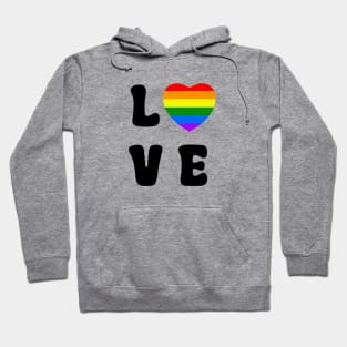 Love Rainbow Heart  Black Hoodie